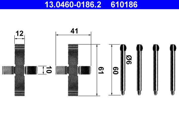 Accessory Kit, disc brake pad - 13.0460-0186.2 ATE