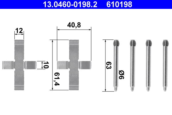 Accessory Kit, disc brake pad - 13.0460-0198.2 ATE