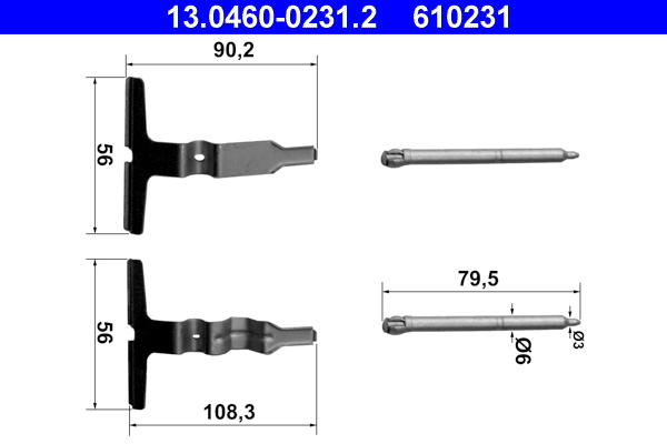Accessory Kit, disc brake pad - 13.0460-0231.2 ATE
