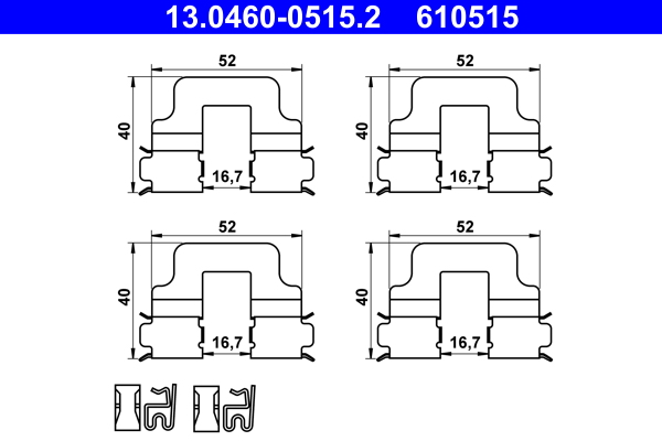 Kit accessori, Pastiglia freno - 13.0460-0515.2 ATE