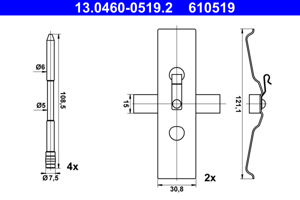 Kit accessori, Pastiglia freno - 13.0460-0519.2 ATE