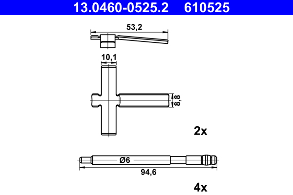 Accessory Kit, disc brake pad - 13.0460-0525.2 ATE