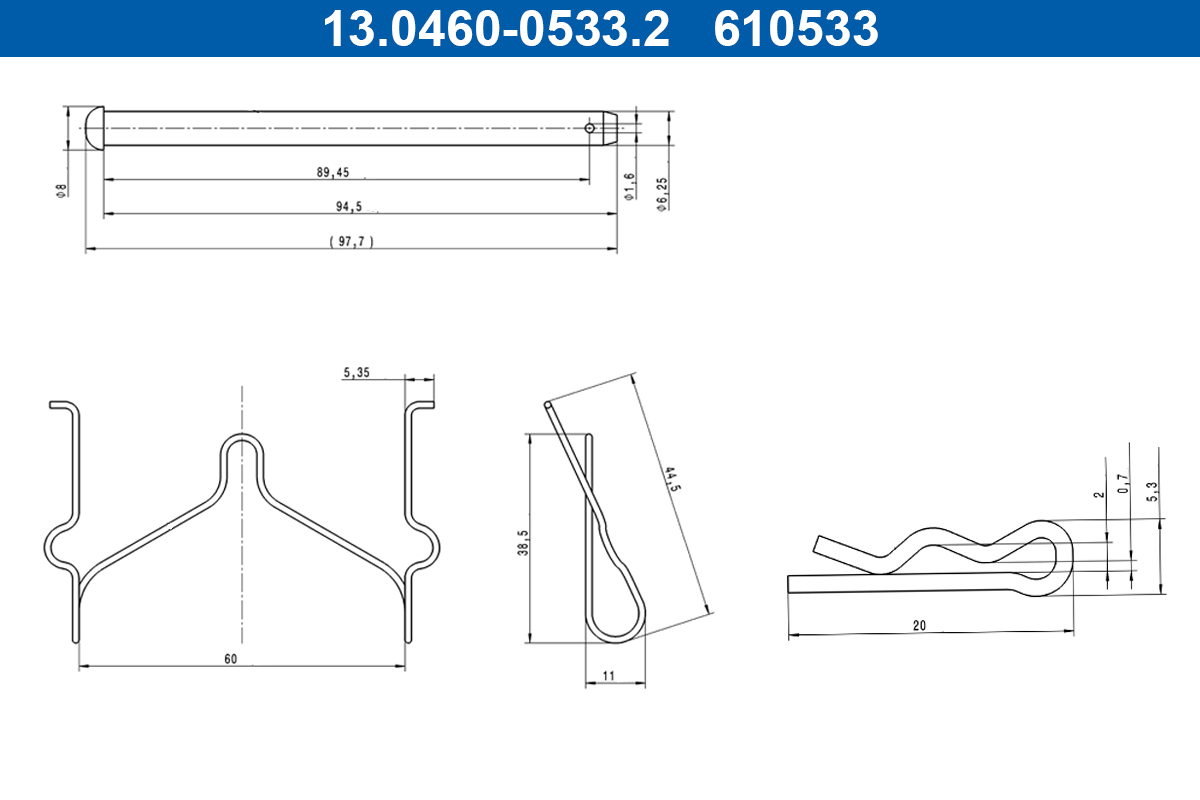 Accessory Kit, disc brake pad - 13.0460-0533.2 ATE