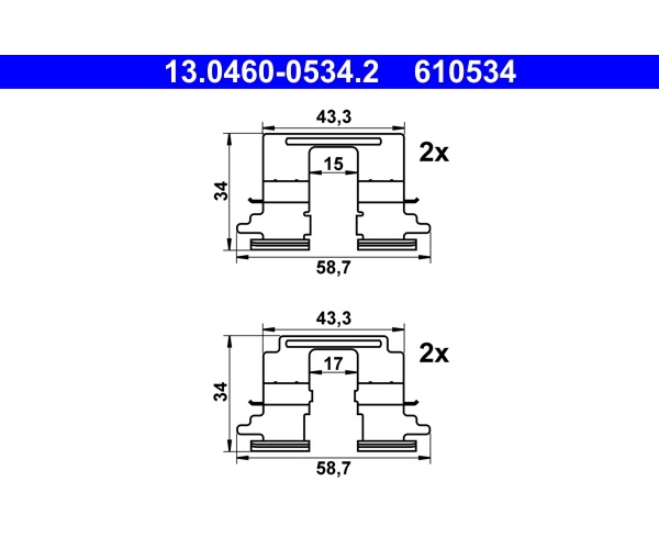 Accessory Kit, disc brake pad - 13.0460-0534.2 ATE