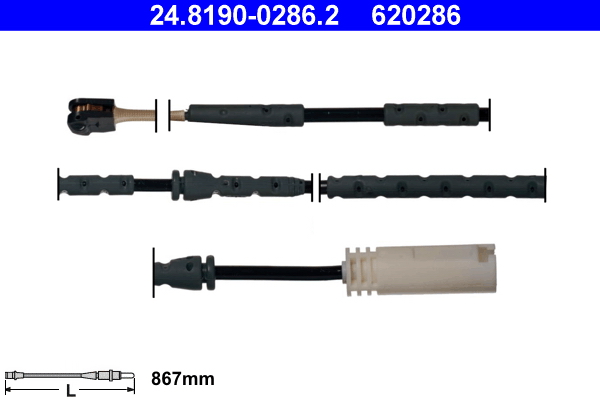 įspėjimo kontaktas, stabdžių trinkelių susidėvėjimas - 24.8190-0286.2 ATE