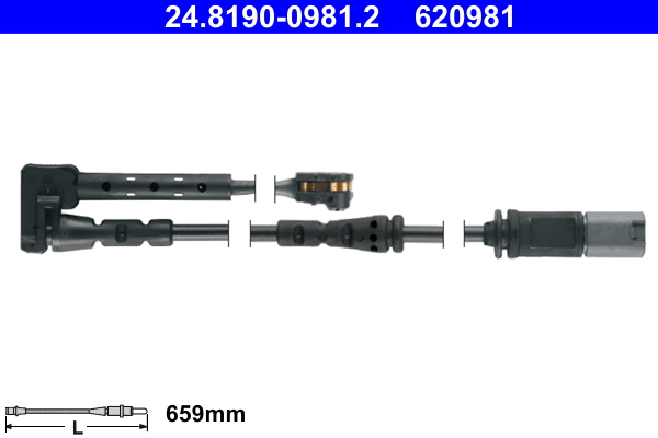 Warning Contact, brake pad wear - 24.8190-0981.2 ATE