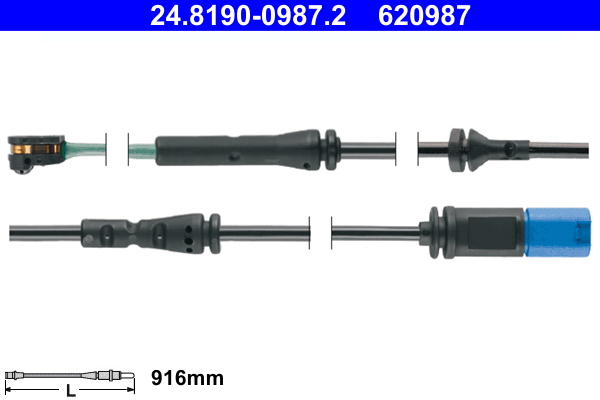 Contatto segnalazione, Usura past. freno/mat. d'attrito - 24.8190-0987.2 ATE