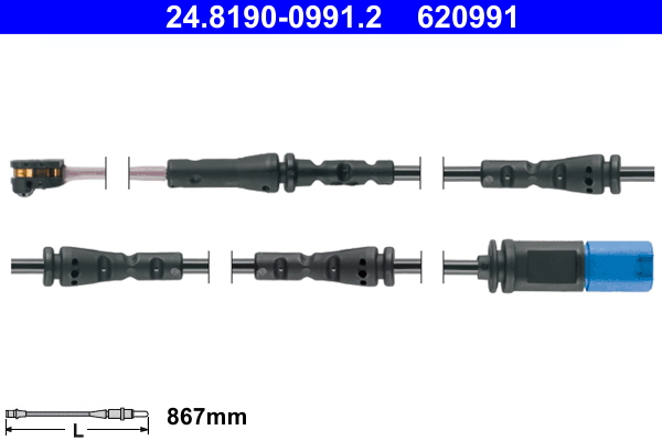 Contatto segnalazione, Usura past. freno/mat. d'attrito - 24.8190-0991.2 ATE