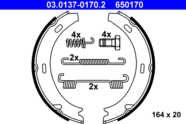 Brake Shoe Set, parking brake - 03.0137-0170.2 ATE