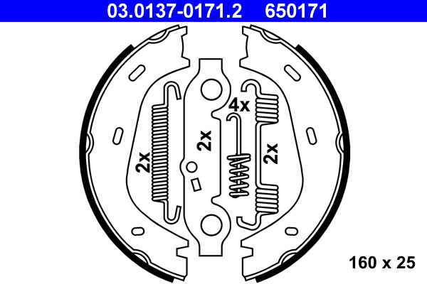 Kit ganasce, Freno stazionamento - 03.0137-0171.2 ATE