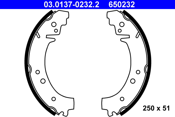 Brake Shoe Set - 03.0137-0232.2 ATE