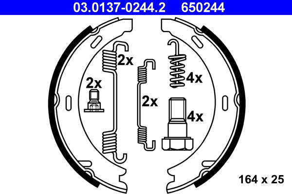 Brake Shoe Set, parking brake - 03.0137-0244.2 ATE