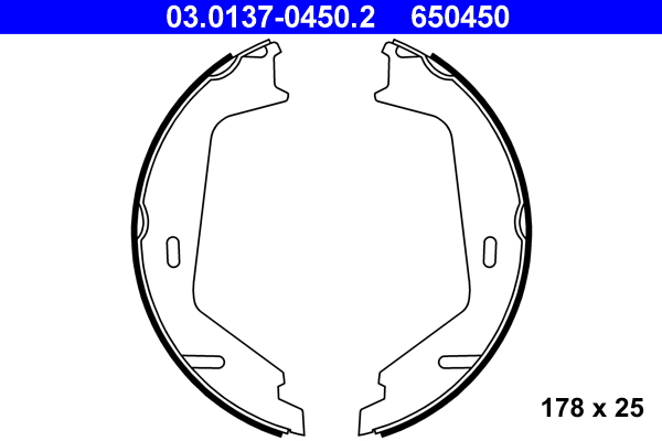 Brake Shoe Set, parking brake - 03.0137-0450.2 ATE