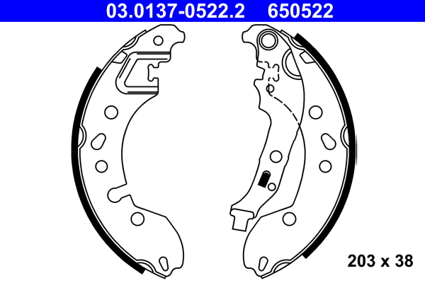 Brake Shoe Set - 03.0137-0522.2 ATE