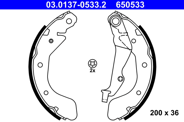 Brake Shoe Set - 03.0137-0533.2 ATE