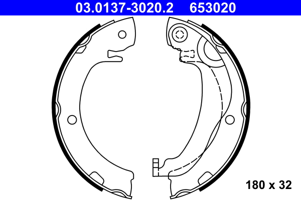 Kit ganasce, Freno stazionamento - 03.0137-3020.2 ATE