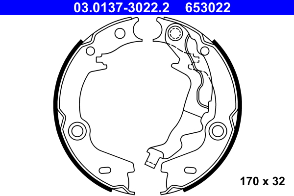 Brake Shoe Set, parking brake - 03.0137-3022.2 ATE