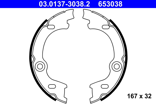 Brake Shoe Set, parking brake - 03.0137-3038.2 ATE