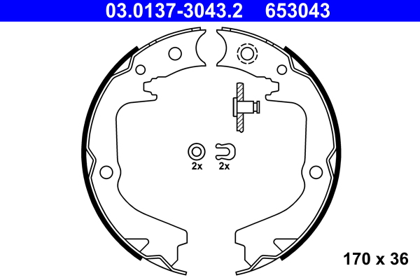 Brake Shoe Set, parking brake - 03.0137-3043.2 ATE