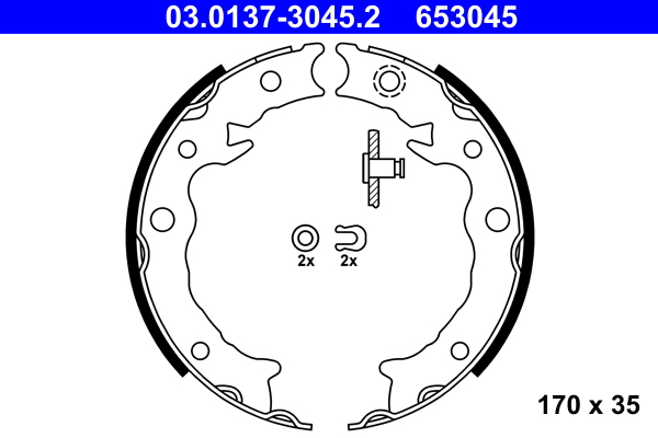 Brake Shoe Set, parking brake - 03.0137-3045.2 ATE