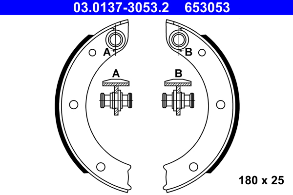 Brake Shoe Set, parking brake - 03.0137-3053.2 ATE