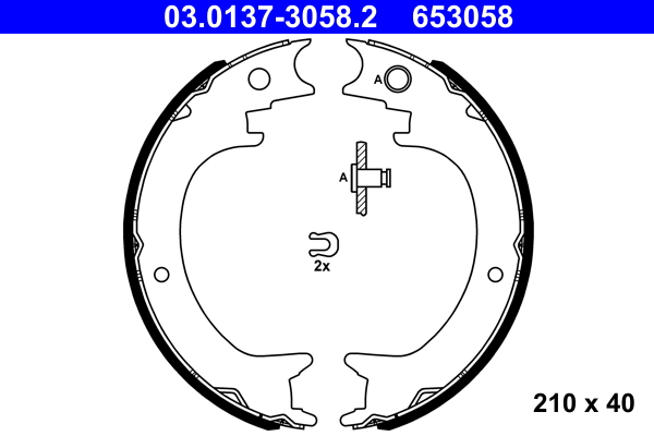 Kit ganasce, Freno stazionamento - 03.0137-3058.2 ATE