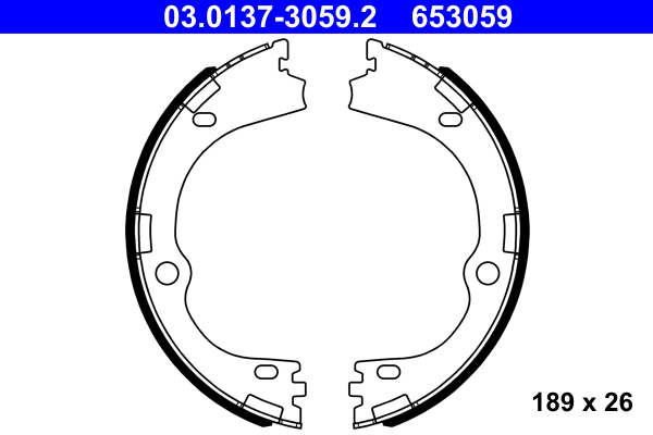 Kit ganasce, Freno stazionamento - 03.0137-3059.2 ATE