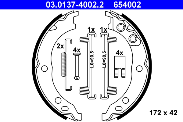 Kit ganasce, Freno stazionamento - 03.0137-4002.2 ATE
