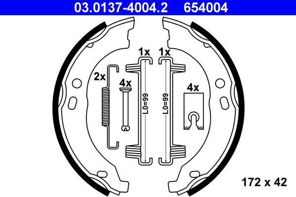 Brake Shoe Set, parking brake - 03.0137-4004.2 ATE