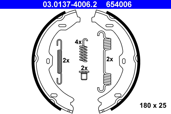 Kit ganasce, Freno stazionamento - 03.0137-4006.2 ATE