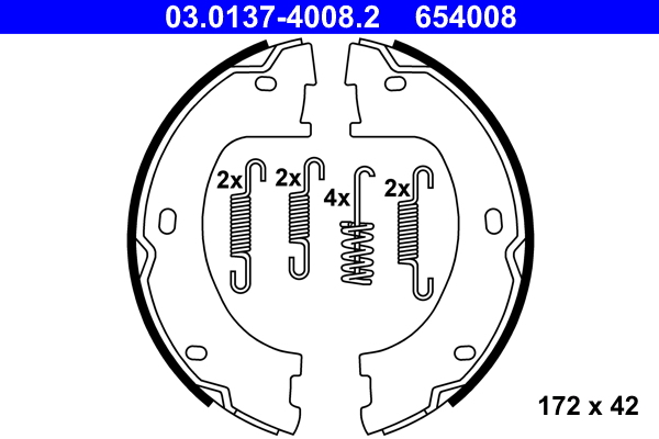 Brake Shoe Set, parking brake - 03.0137-4008.2 ATE