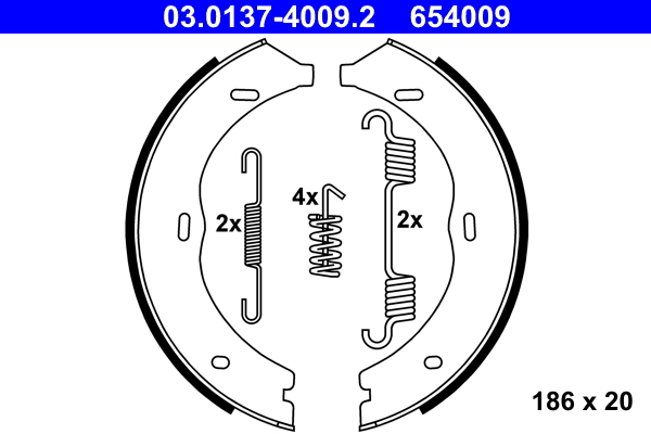 Brake Shoe Set, parking brake - 03.0137-4009.2 ATE