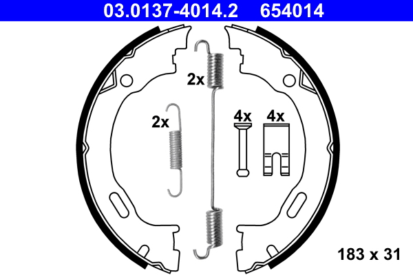 Brake Shoe Set, parking brake - 03.0137-4014.2 ATE
