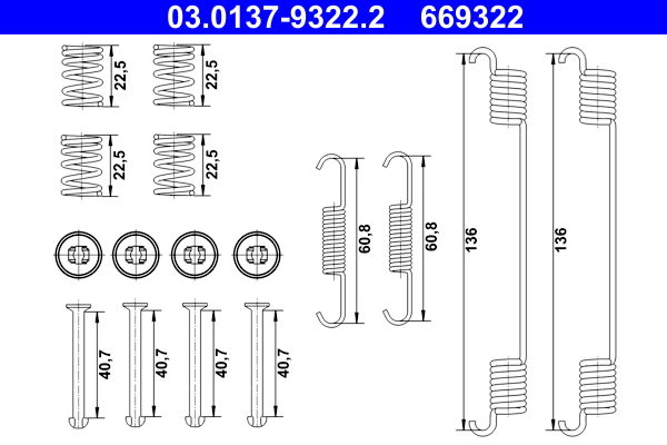 Accessory Kit, brake shoes - 03.0137-9322.2 ATE