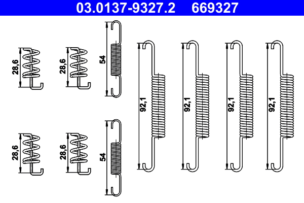 Accessory Kit, parking brake shoes - 03.0137-9327.2 ATE