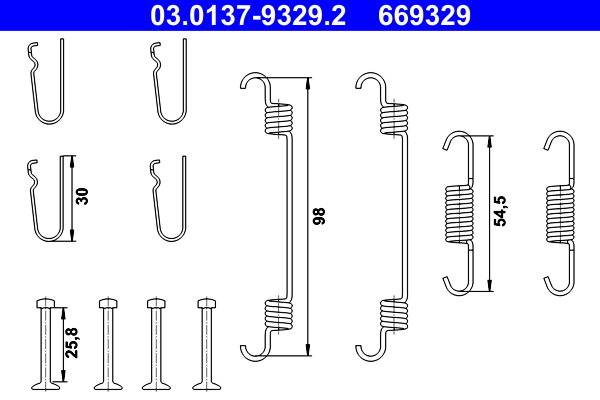 Kit accessori, Ganasce freno stazionamento - 03.0137-9329.2 ATE