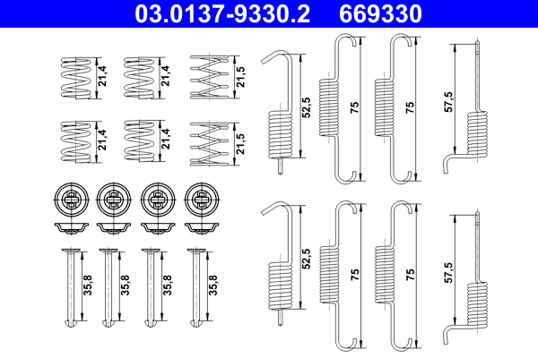 Accessory Kit, parking brake shoes - 03.0137-9330.2 ATE