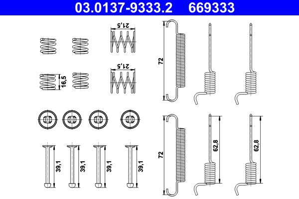 Kit accessori, Ganasce freno stazionamento - 03.0137-9333.2 ATE