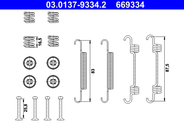 Accessory Kit, parking brake shoes - 03.0137-9334.2 ATE