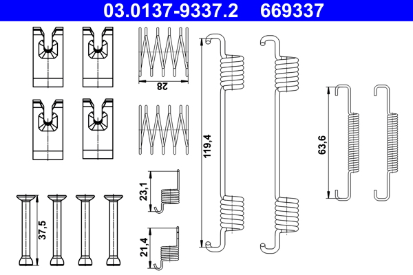 Accessory Kit, parking brake shoes - 03.0137-9337.2 ATE