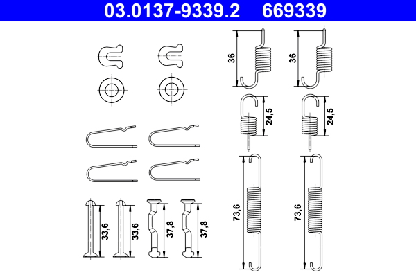 Accessory Kit, parking brake shoes - 03.0137-9339.2 ATE
