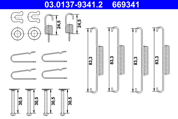 Kit accessori, Ganasce freno stazionamento - 03.0137-9341.2 ATE