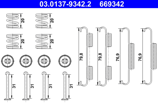 Kit accessori, Ganasce freno stazionamento - 03.0137-9342.2 ATE