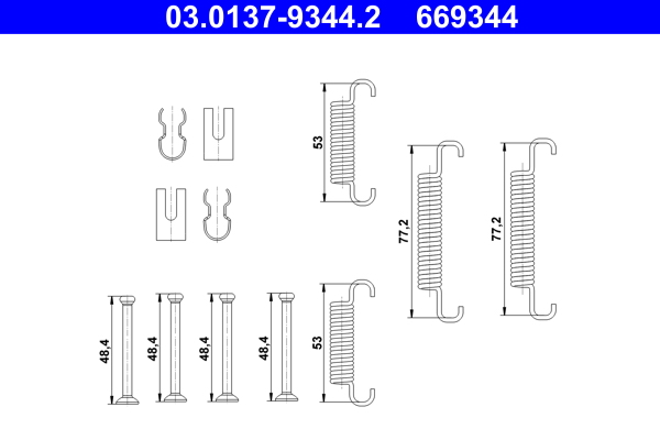 Kit accessori, Ganasce freno stazionamento - 03.0137-9344.2 ATE