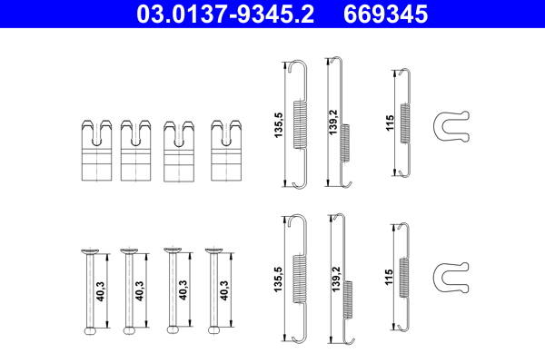 Accessory Kit, brake shoes - 03.0137-9345.2 ATE