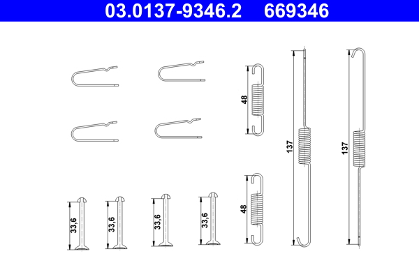 Kit accessori, Ganasce freno - 03.0137-9346.2 ATE