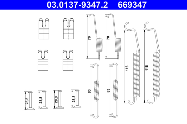 Kit accessori, Ganasce freno - 03.0137-9347.2 ATE