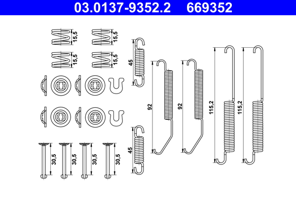 Accessory Kit, brake shoes - 03.0137-9352.2 ATE