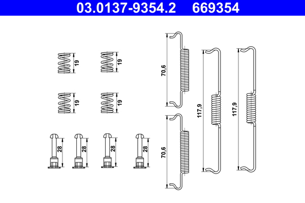 Accessory Kit, parking brake shoes - 03.0137-9354.2 ATE