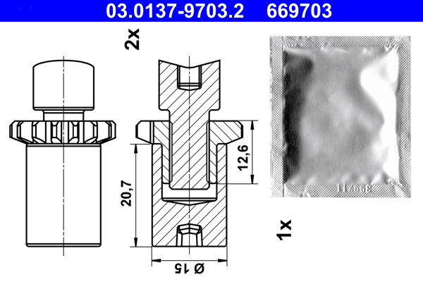 Accessory Kit, parking brake shoes - 03.0137-9703.2 ATE